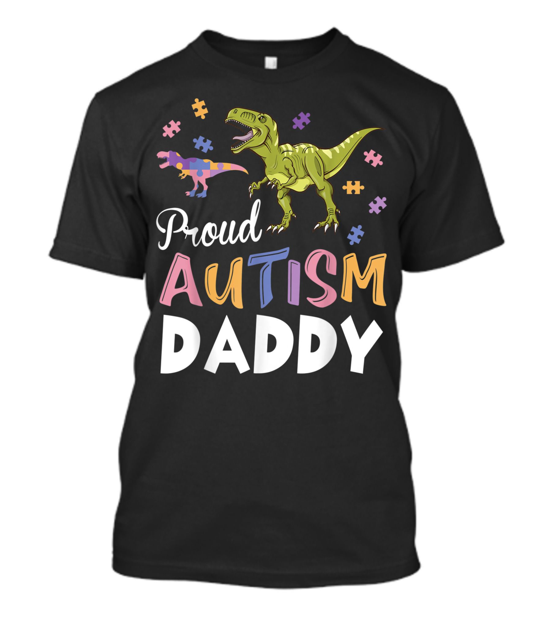 Proud Autism Daddy Dinosaurs With Puzzle Pieces T-Shirt