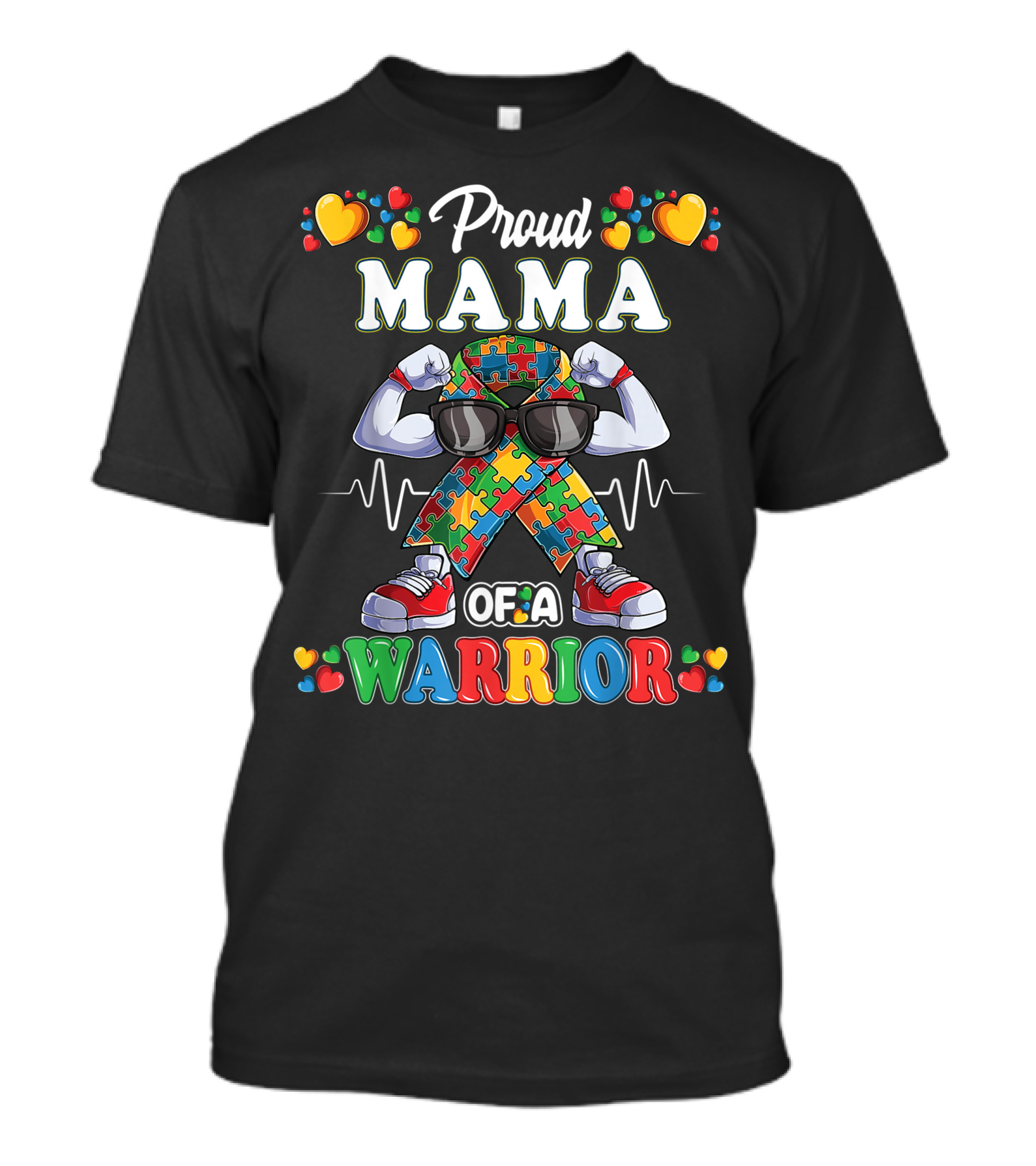 Proud Mama Of A Warrior Autism Awareness Puzzle T-Shirt