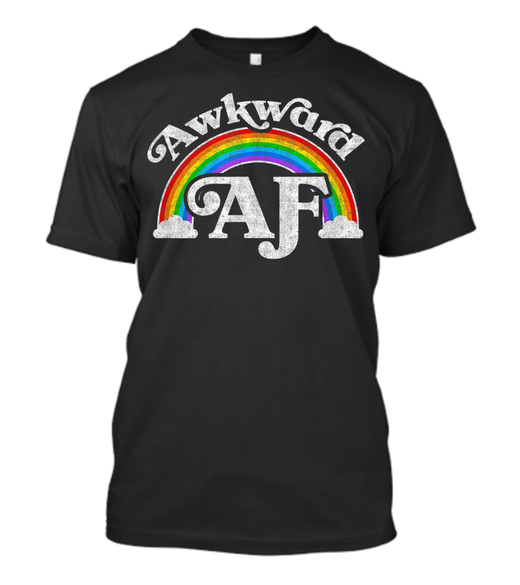 Awkward AF Retro Rainbow Clouds T-Shirt