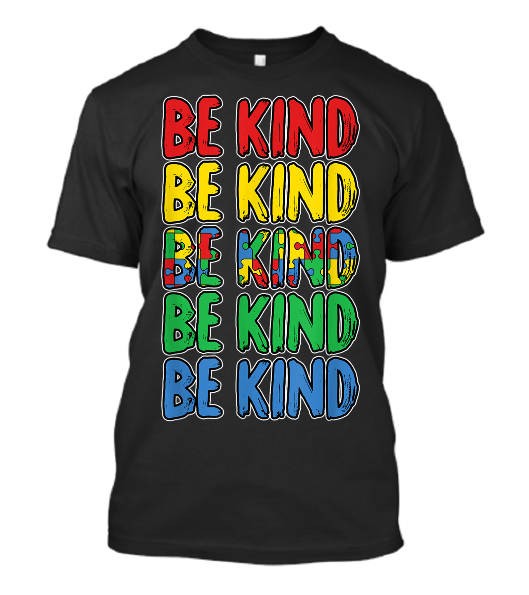 Be Kind Autism Awareness Colorful Puzzle T-Shirt