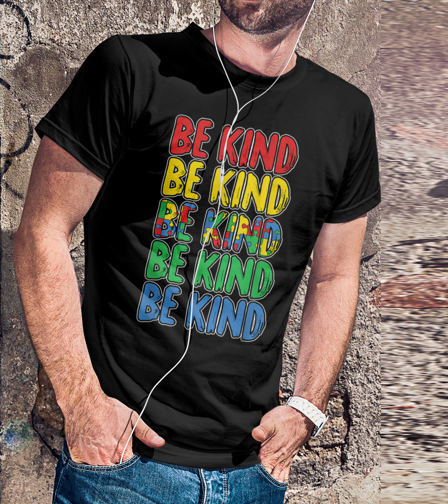 Be Kind Autism Awareness Colorful Puzzle T-Shirt