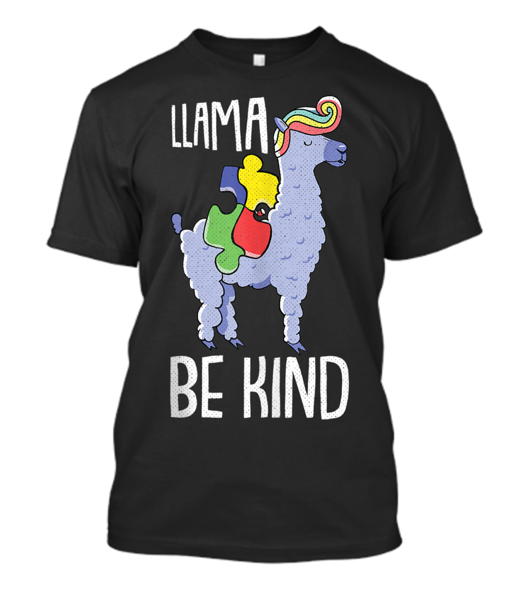Llama Be Kind Autism Awareness Puzzle Piece Cute Llama T-Shirt