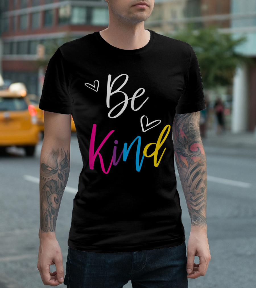 Be Kind Heart Text Anti Bullying Kindness Mens Womens Kids T-Shirt