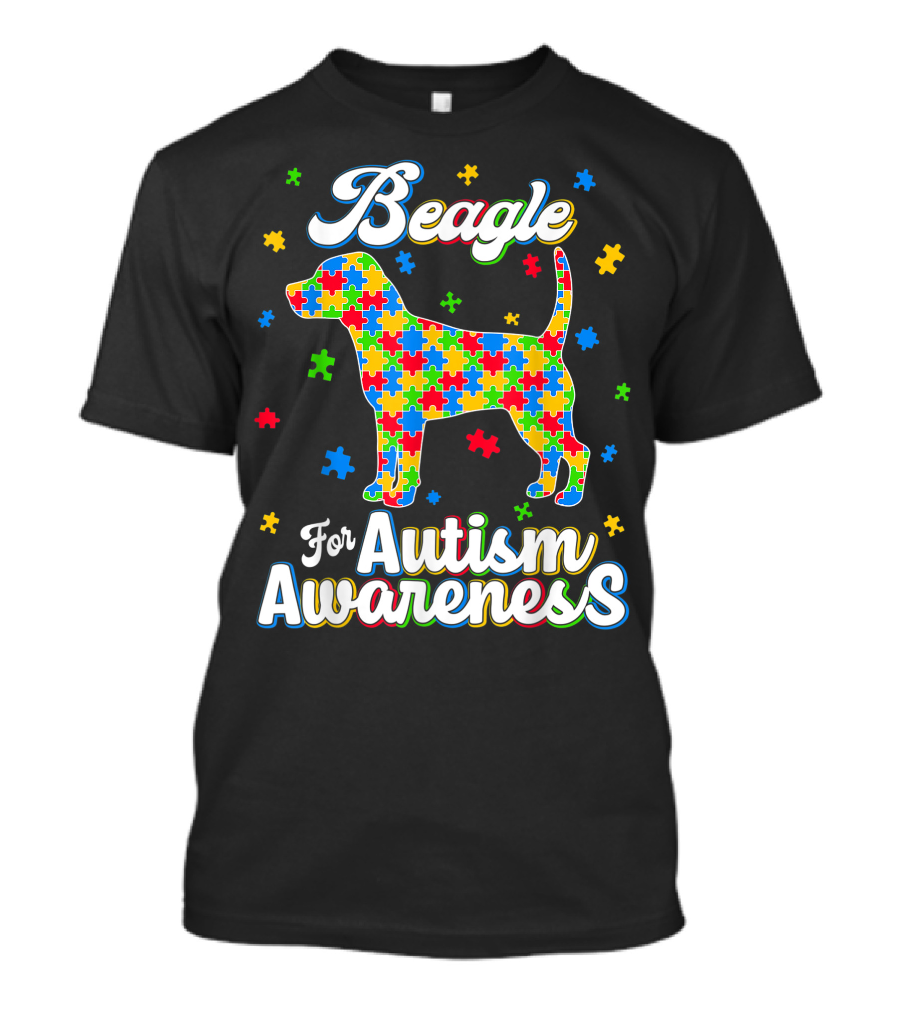 Beagle For Autism Awareness Puzzle Pattern Dog Dad T-Shirt