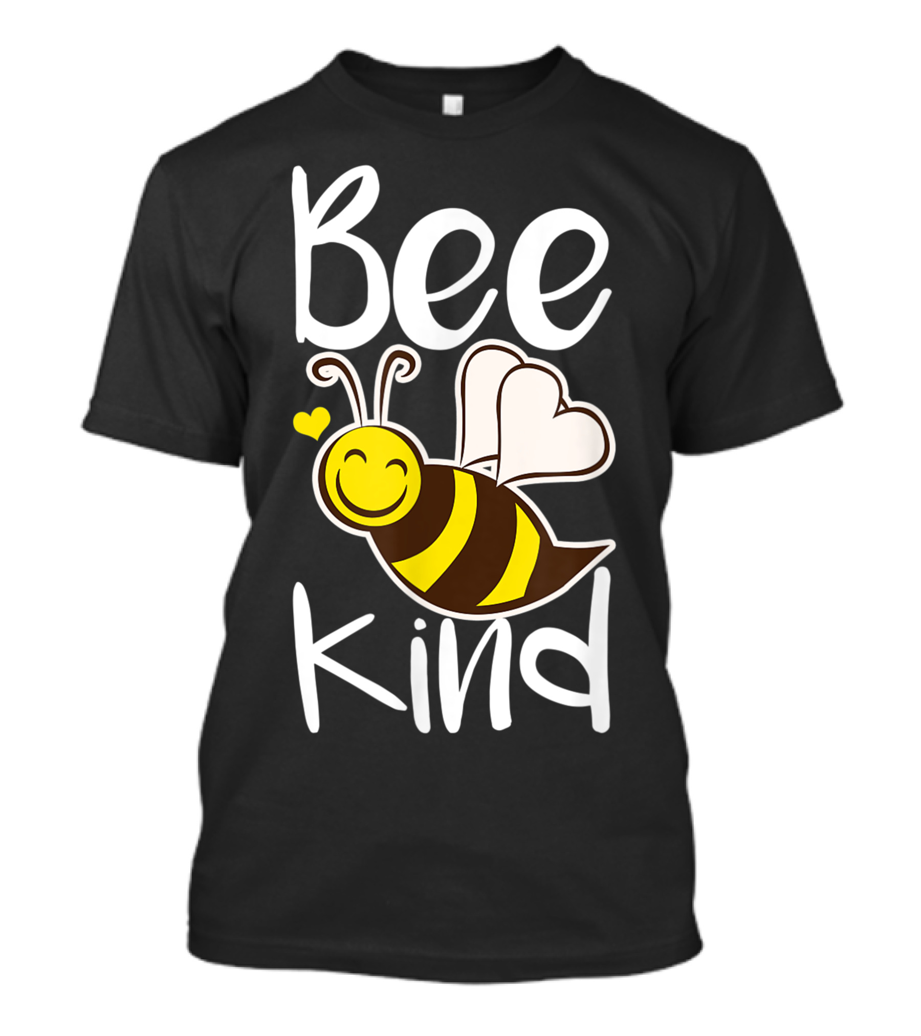 Bee Kind Happy Bumblebee Women Apparel With Smiling Bee And Heart Wings T-Shirt