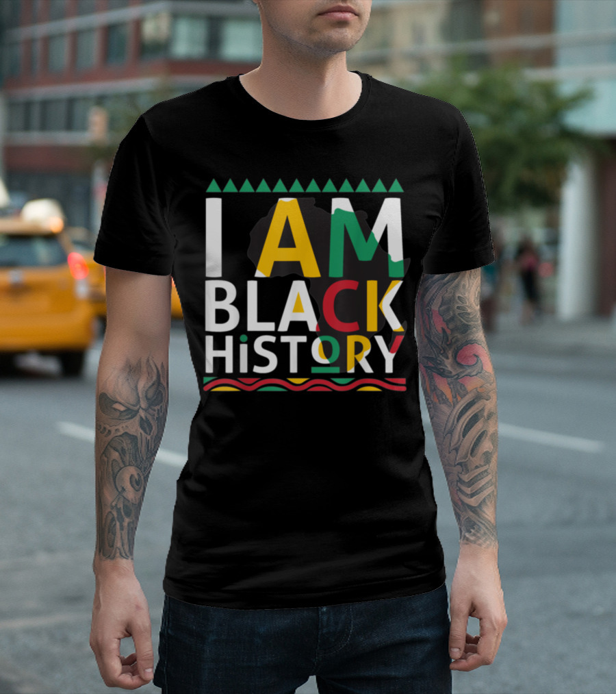 I Am Black History Colorful Geometric Patterns with African Influence T-Shirt