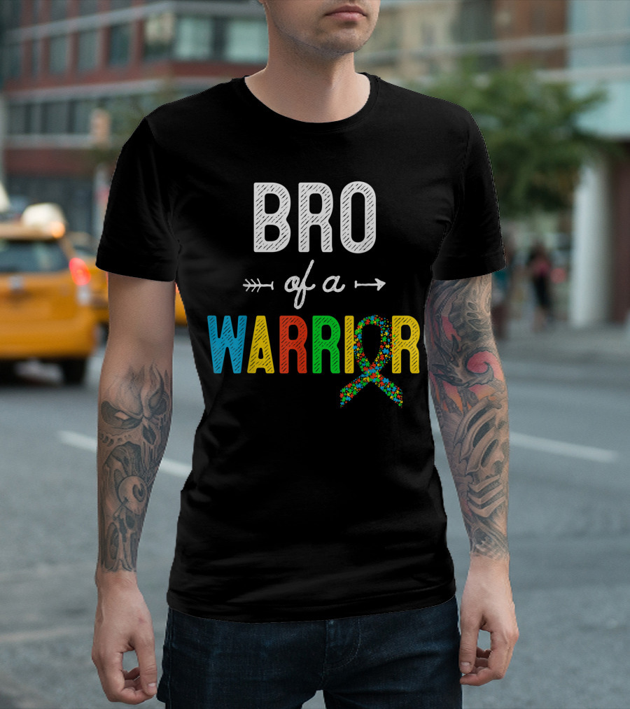 Brother Of A Warrior Autism Awareness Support With Puzzle Piece T-Shirt