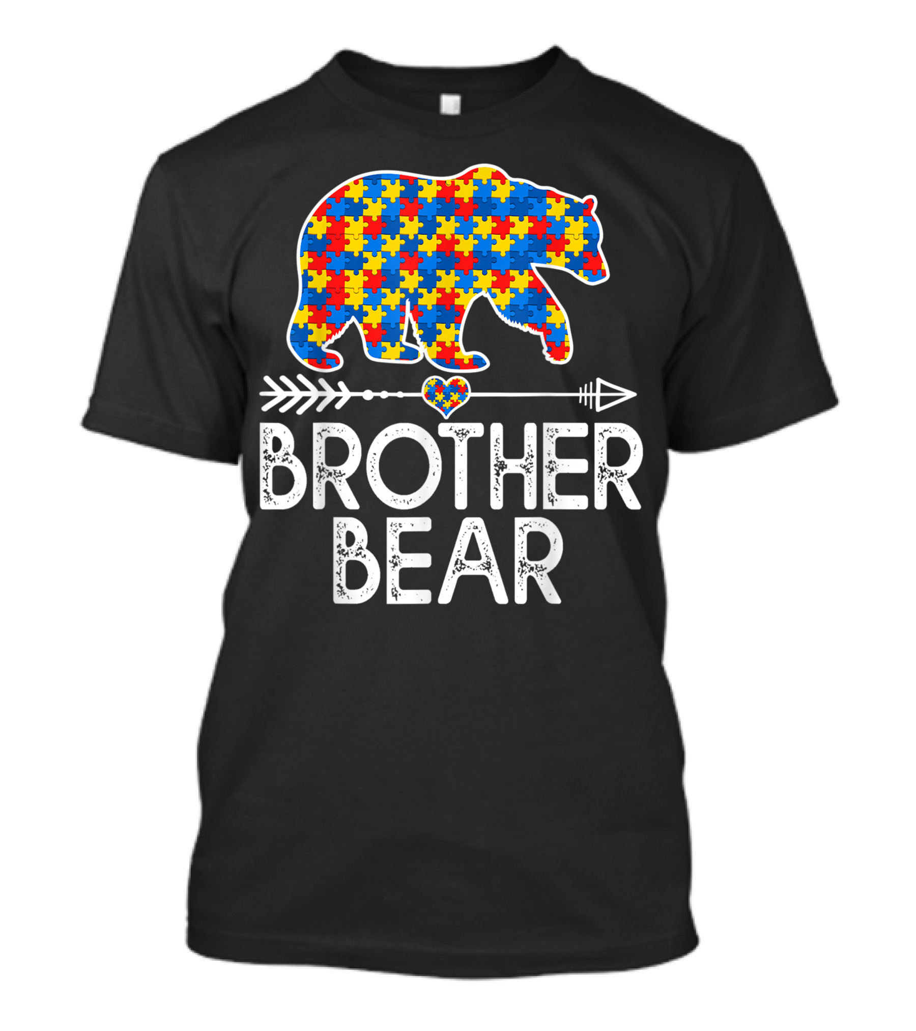 Brother Bear Autism Awareness Puzzle Piece Arrow Heart T-Shirt
