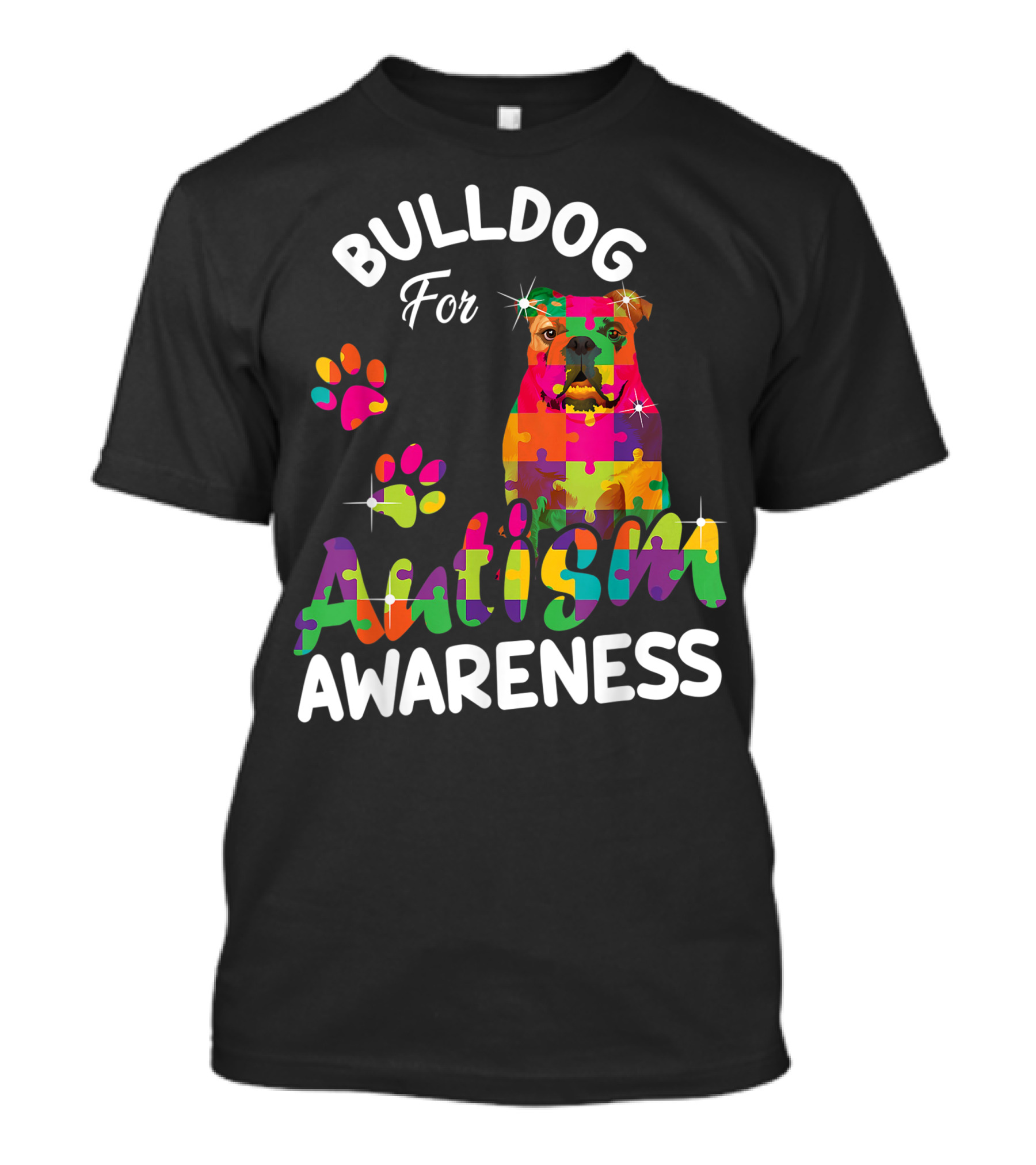 Bulldog For Autism Awareness Puzzle Pieces Bulldog Lover T-Shirt