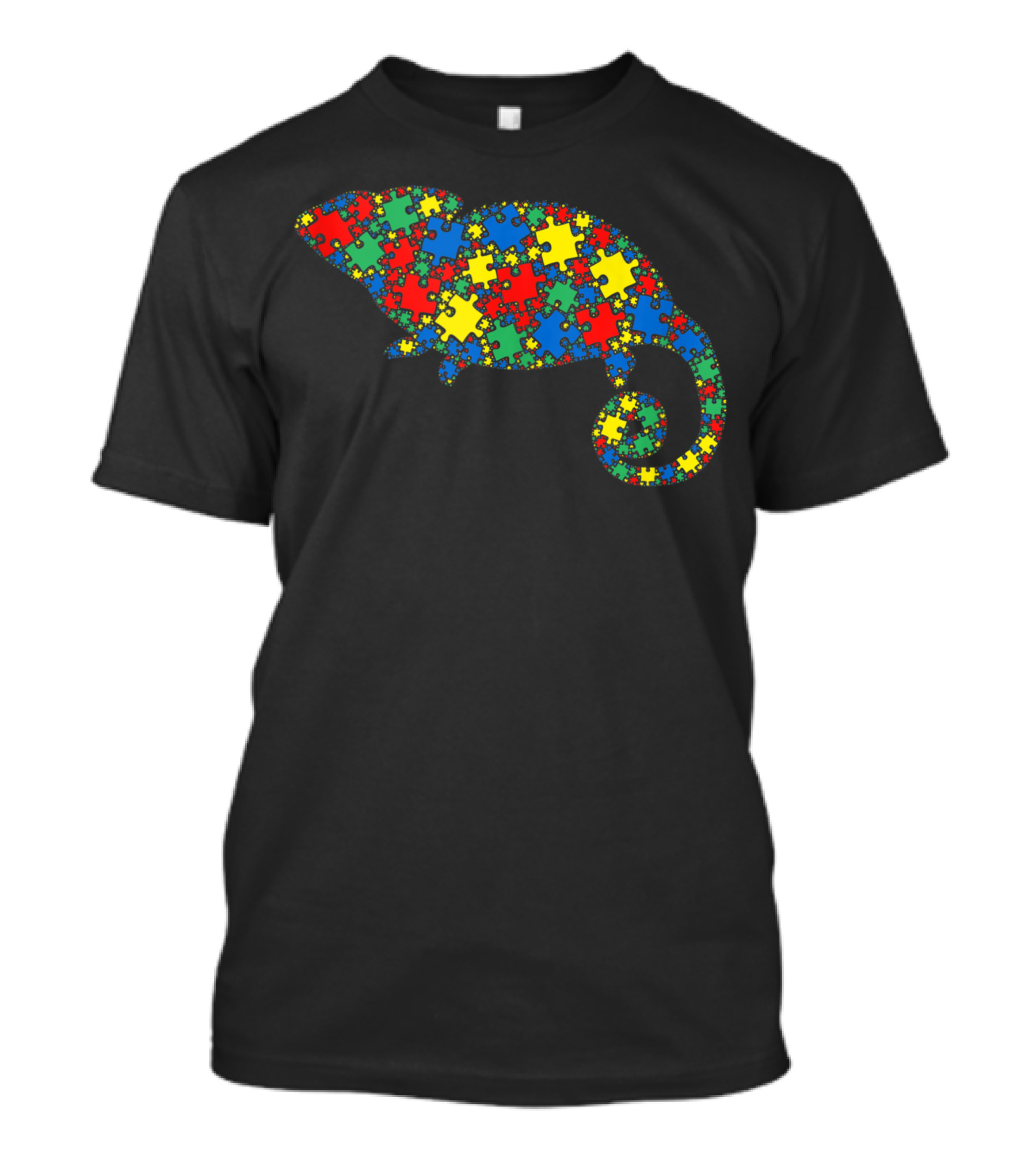 Chameleon Autism Puzzle Men Kids Autism Awareness Puzzle-Patterned Chameleon T-Shirt