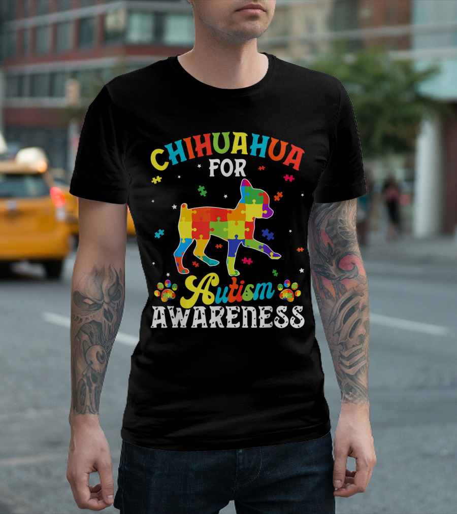 Chihuahua For Autism Awareness Dog Dad T-Shirt
