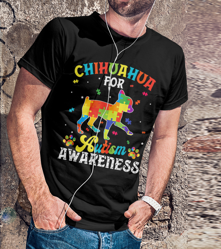 Chihuahua For Autism Awareness Dog Dad T-Shirt