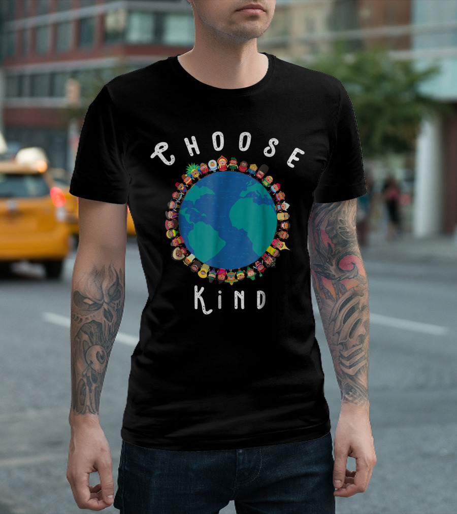 Choose Kindness Be Kind Anti Bullying Teacher Globe Unity T-Shirt