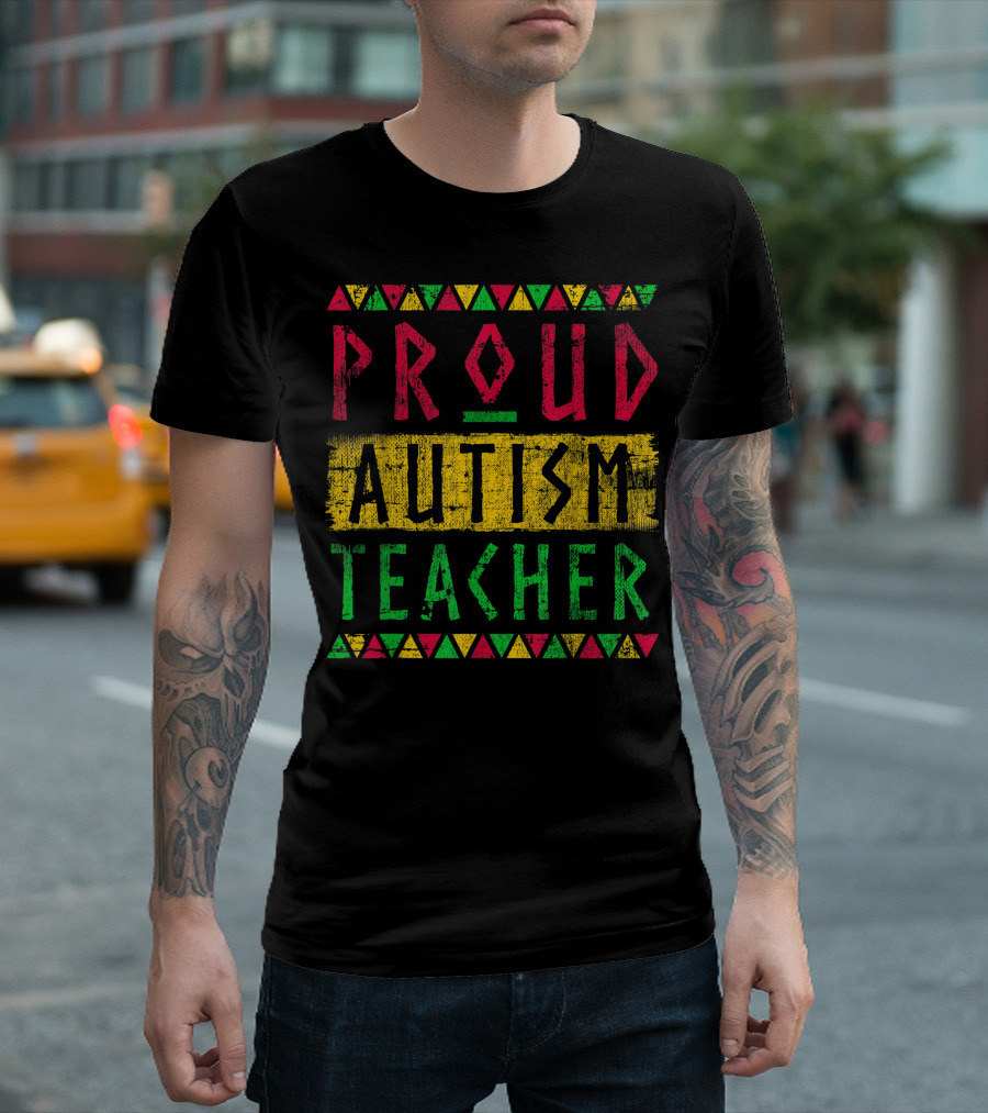 Proud Autism Teacher Black History Month Kente T-Shirt