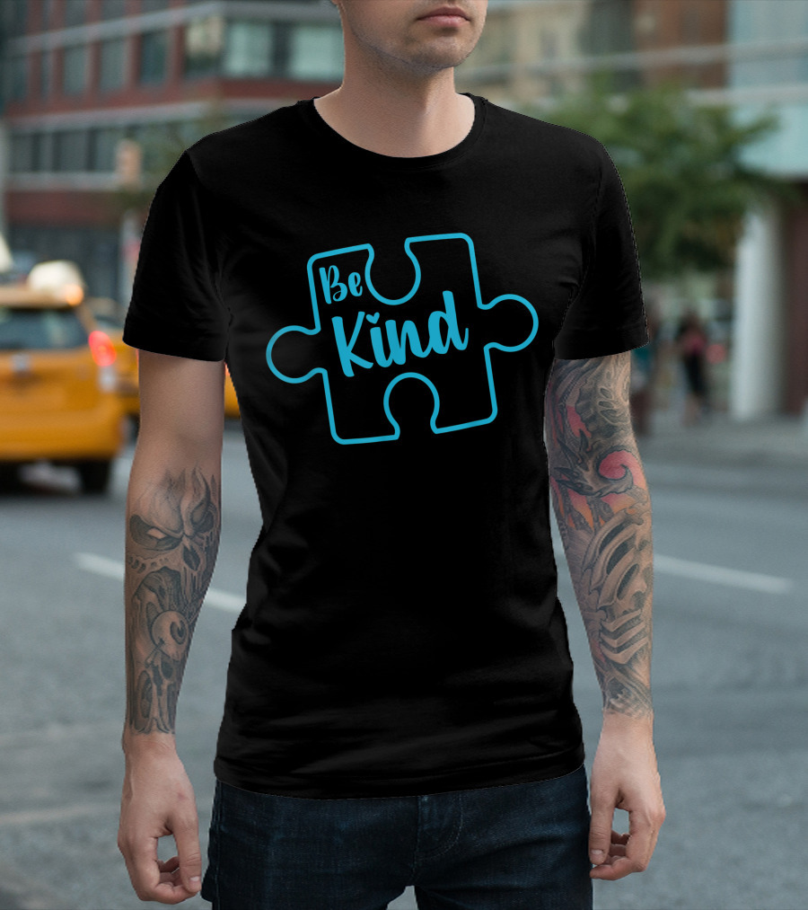 Be Kind Puzzle Piece Neon T-Shirt