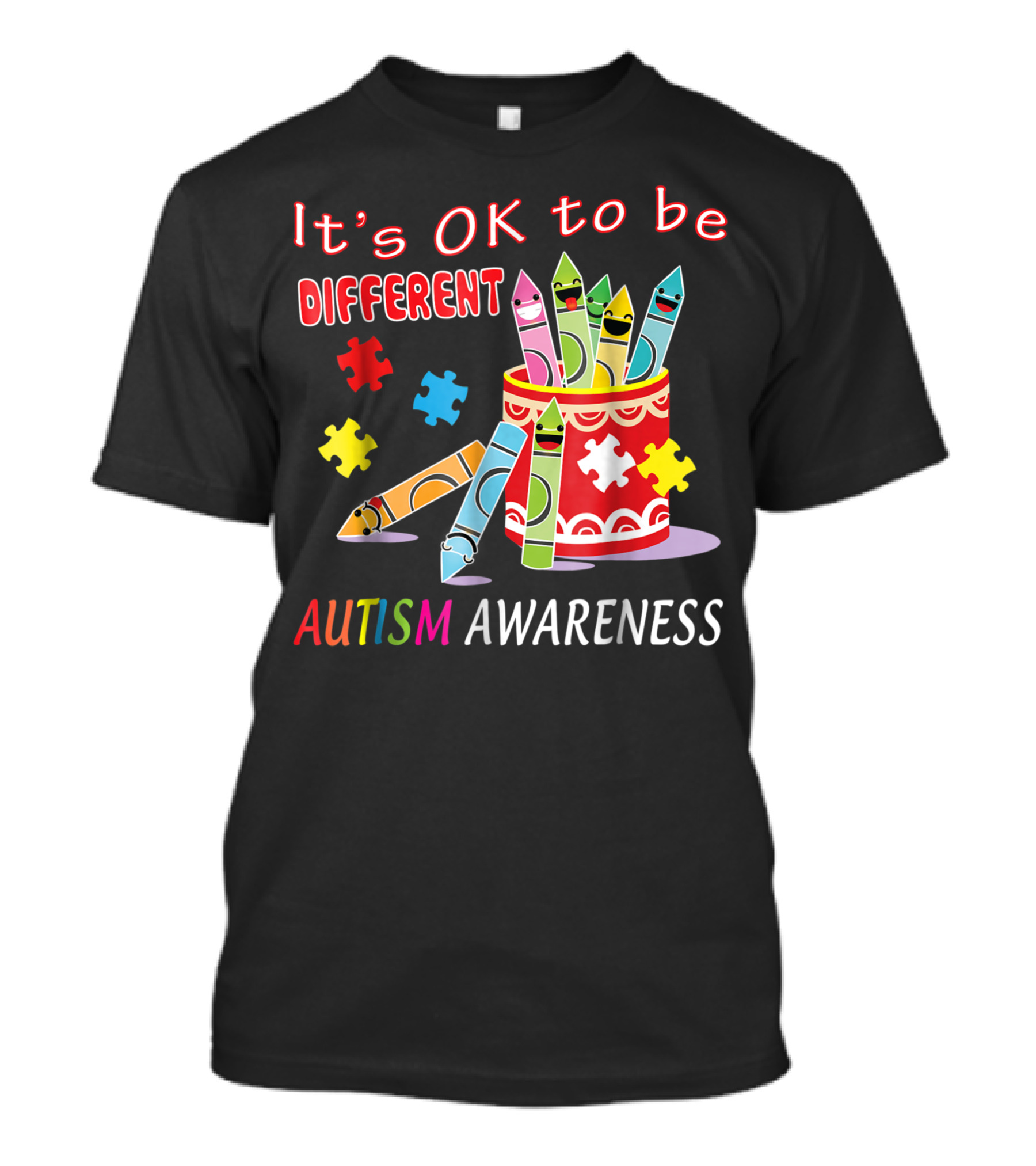 It's OK To Be Different Autism Awareness Cute Crayons T-Shirt