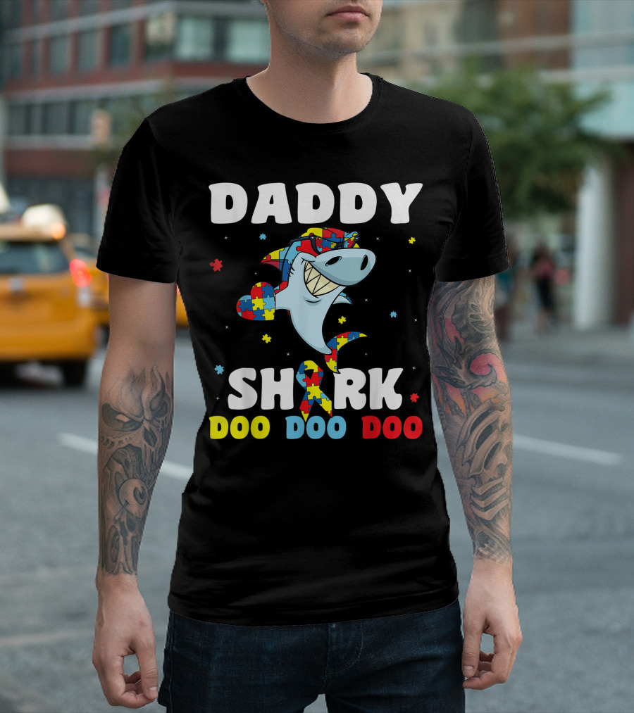 Daddy Shark Autism Awareness Doo Doo Doo T-Shirt