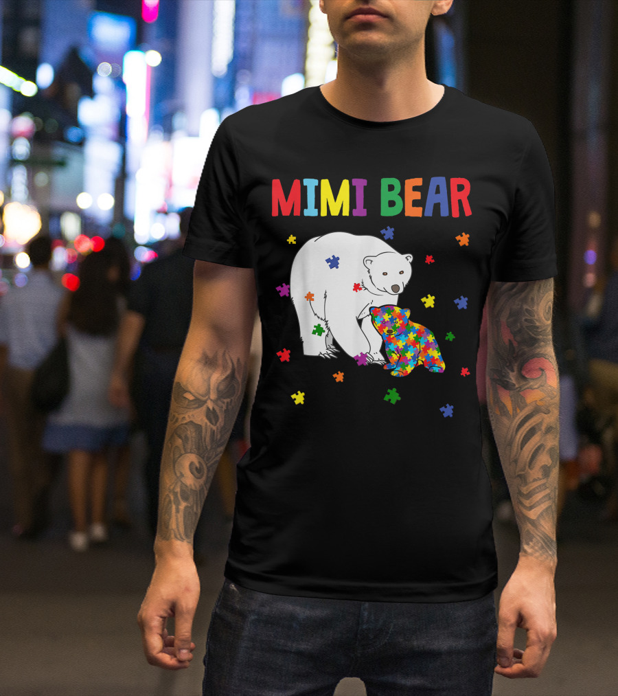 Mimi Bear Puzzle Autism Awareness Month Family T-Shirt