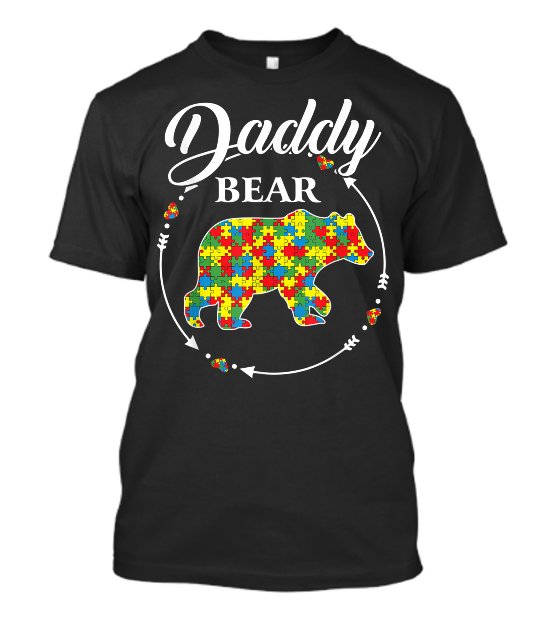 Daddy Bear Autism Awareness Support Autistic Puzzle Bear Arrows T-Shirt