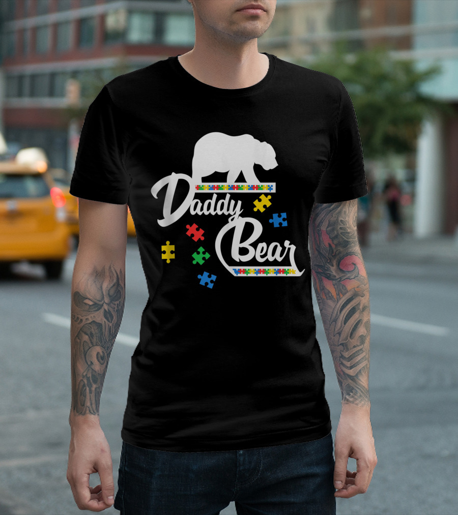 Daddy Bear Puzzle Autism Awareness Dad T-Shirt