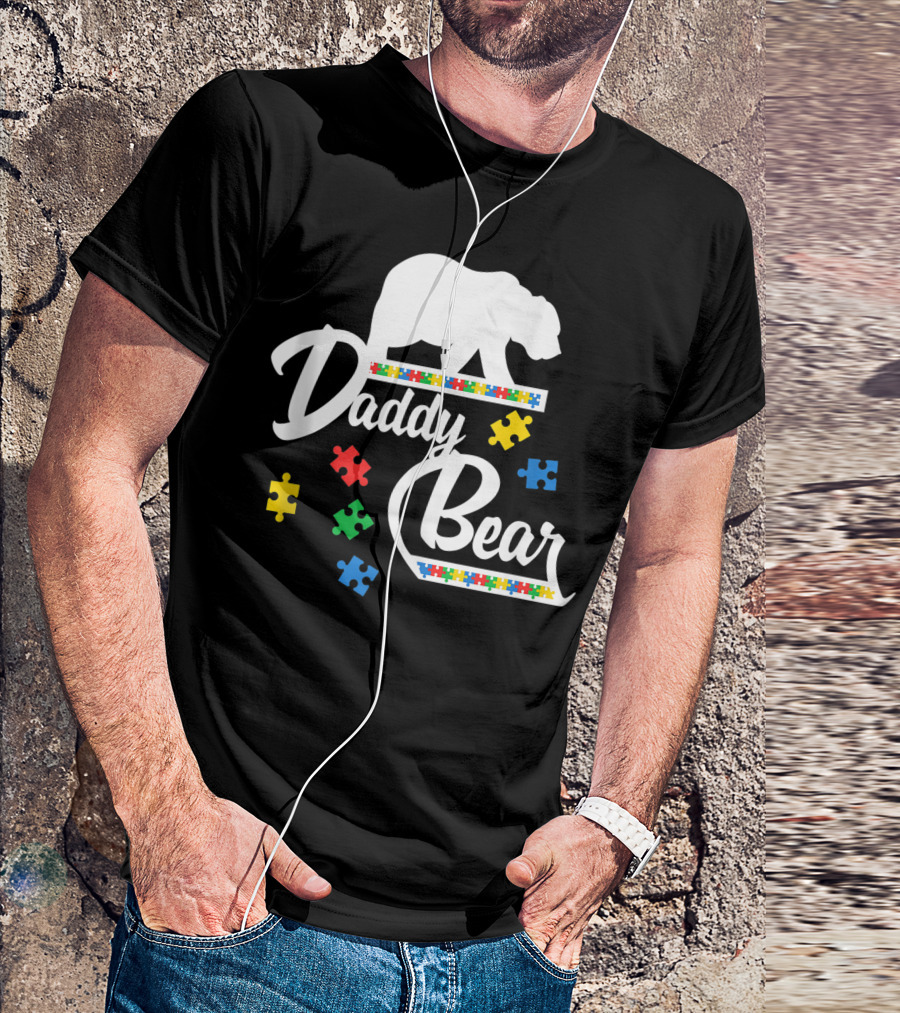 Daddy Bear Puzzle Autism Awareness Dad T-Shirt