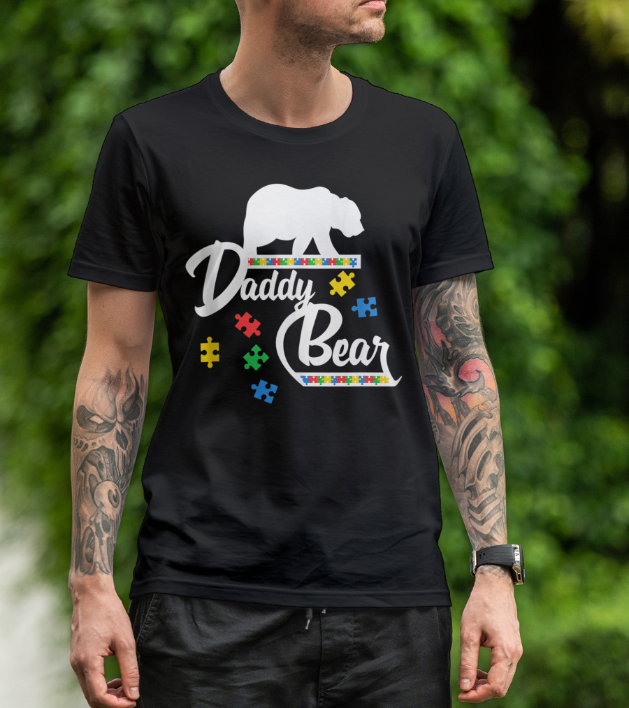 Daddy Bear Puzzle Autism Awareness Dad T-Shirt