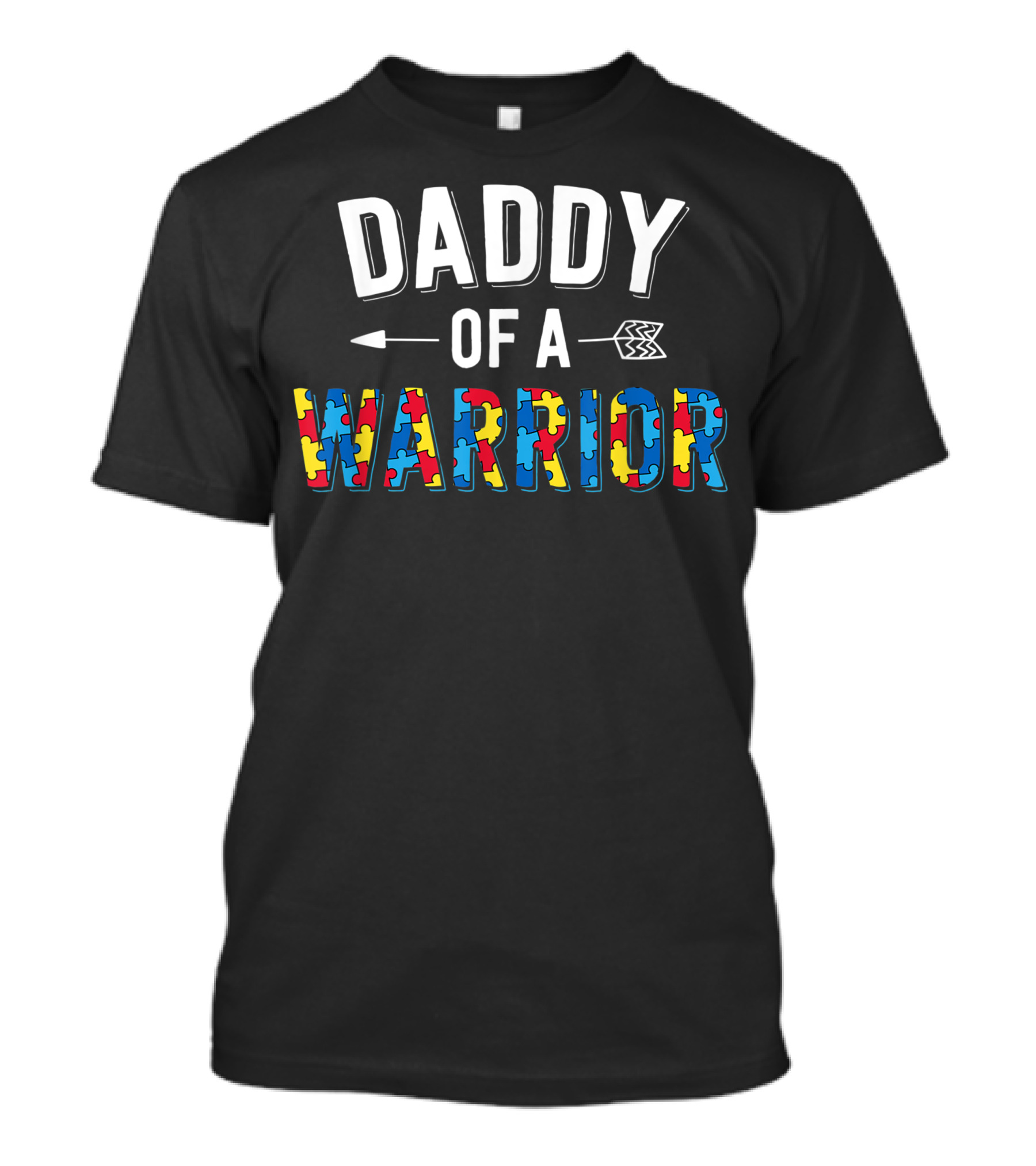 Daddy Of A Warrior Autism Awareness Puzzle Family Dad T-Shirt