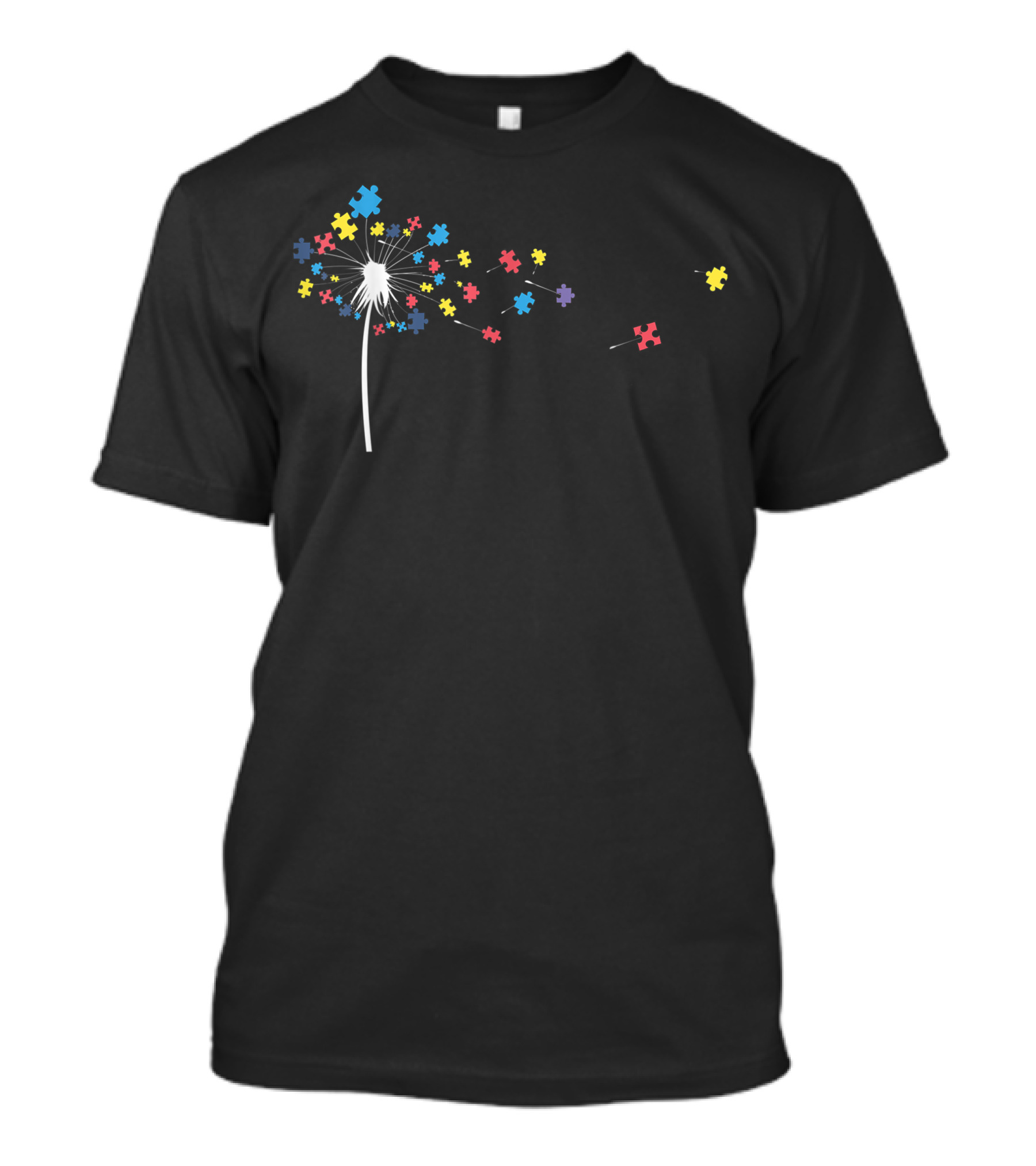 Dandelion Puzzle Pieces Celebrating Autism Awareness T-Shirt