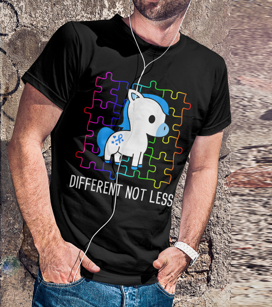 Different Not Less Puzzle Rainbow Ribbon Horse T-Shirt