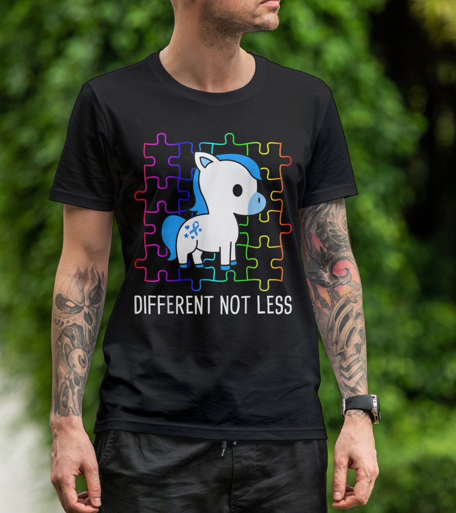Different Not Less Puzzle Rainbow Ribbon Horse T-Shirt
