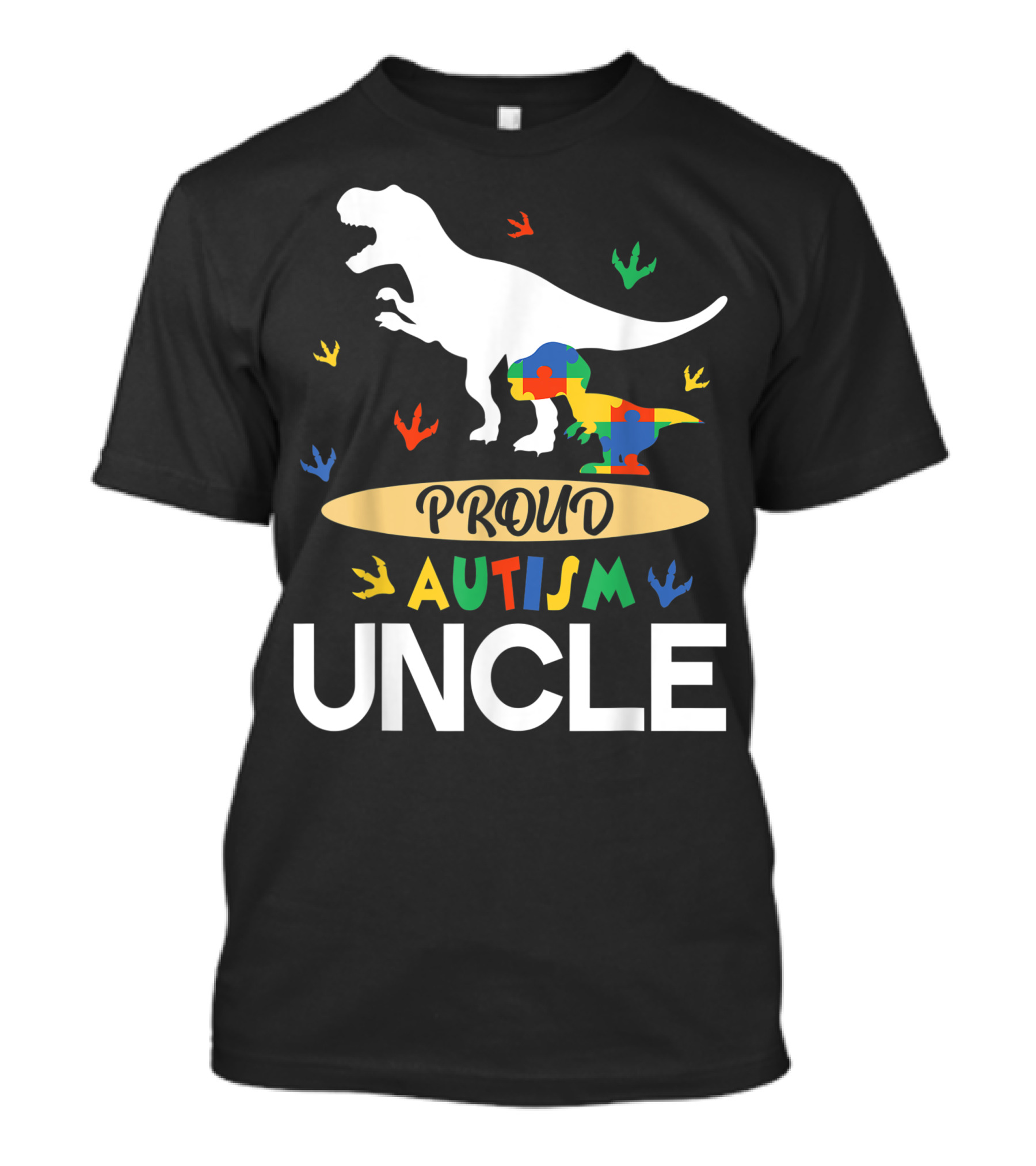 Proud Autism Uncle Dinosaur Puzzle Piece T-Shirt