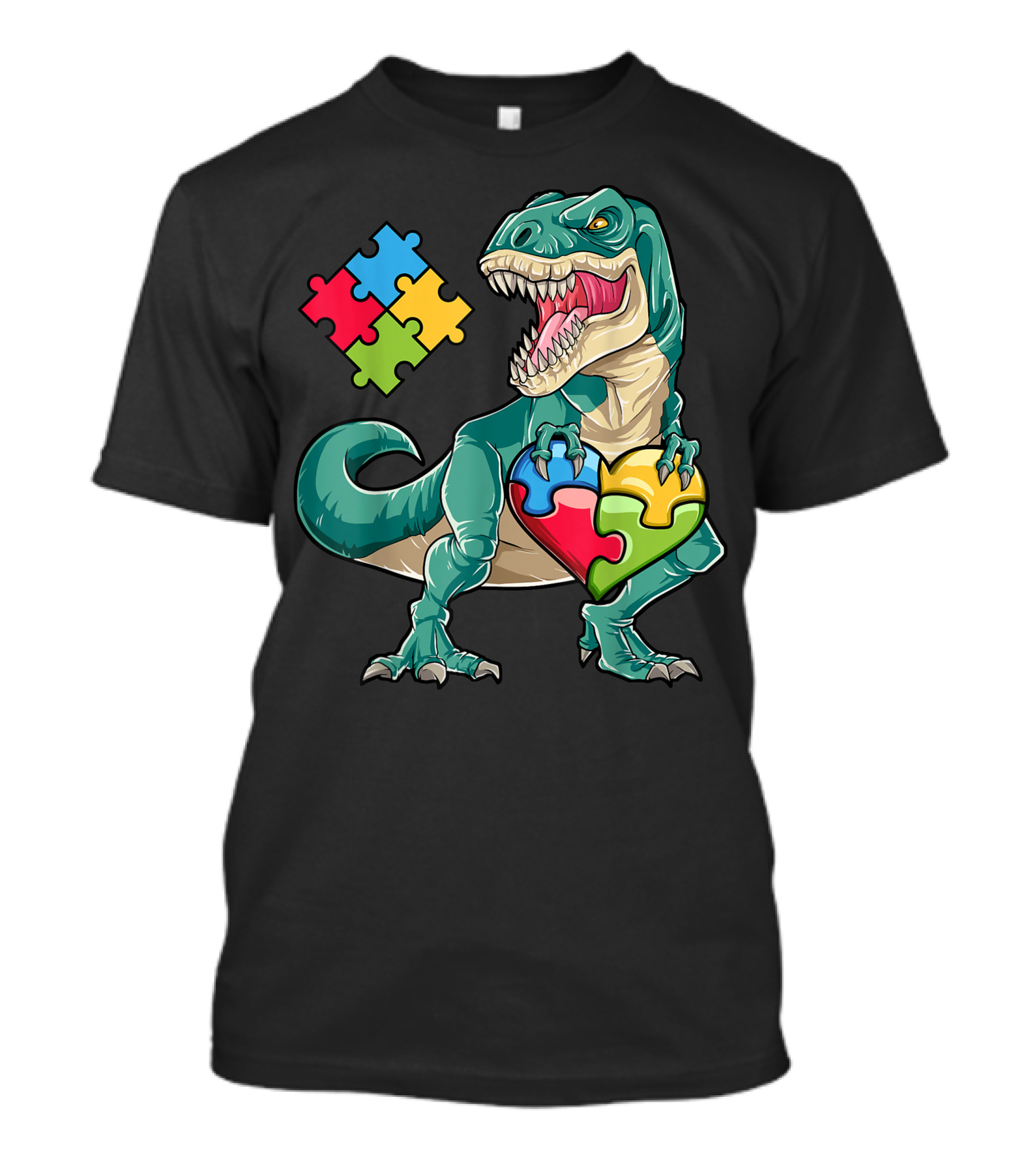Dinosaur Puzzle Piece Heart Autism Awareness Boys T-Shirt