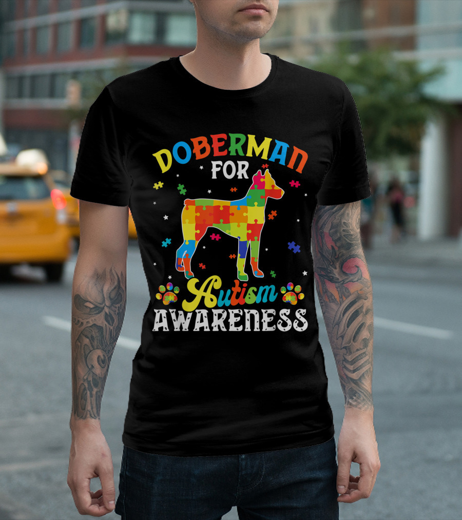Doberman for Autism Awareness Dog Dad T-Shirt