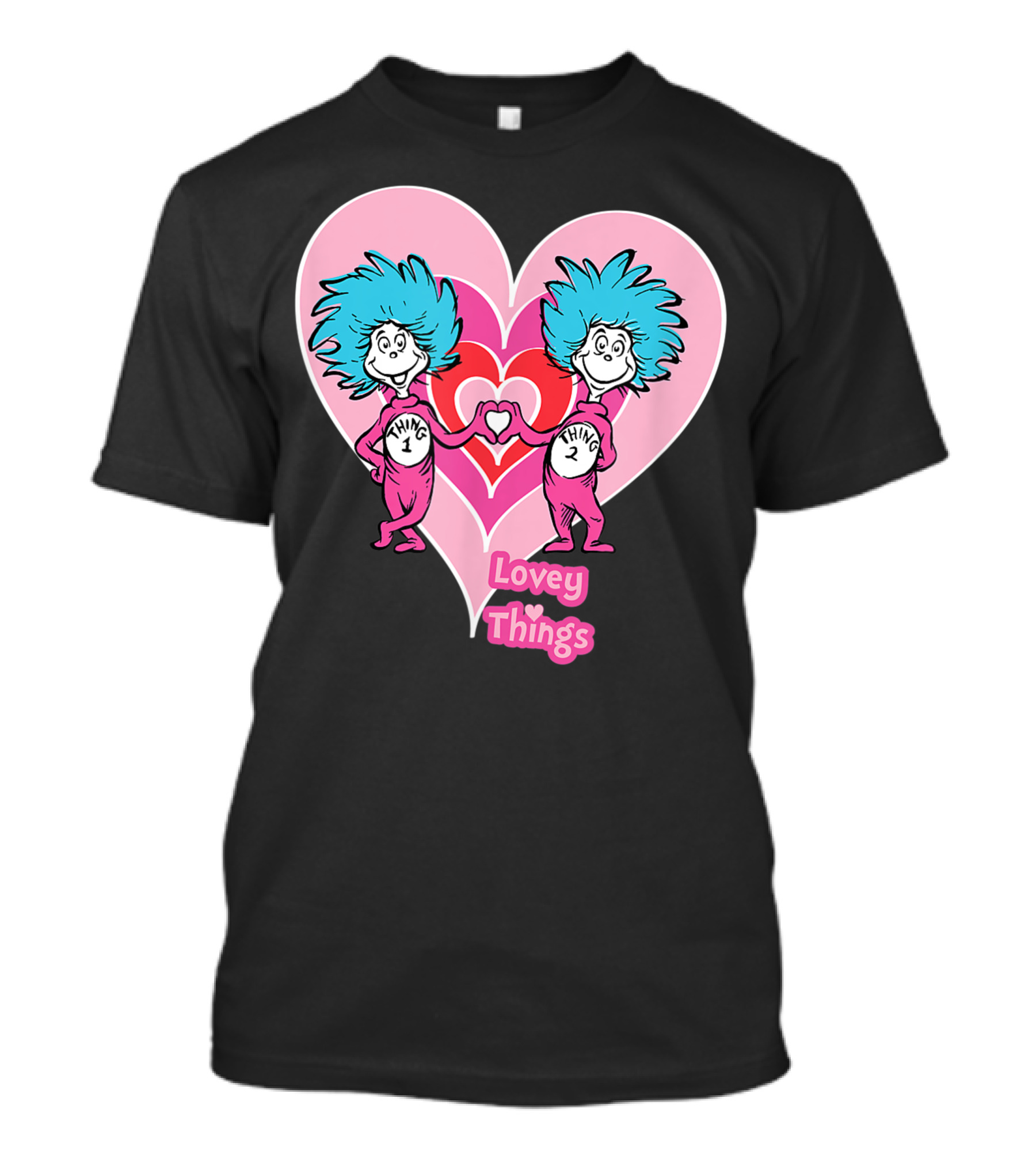 Dr Seuss Thing 1 And Thing 2 Lovey Things In Heart T-Shirt