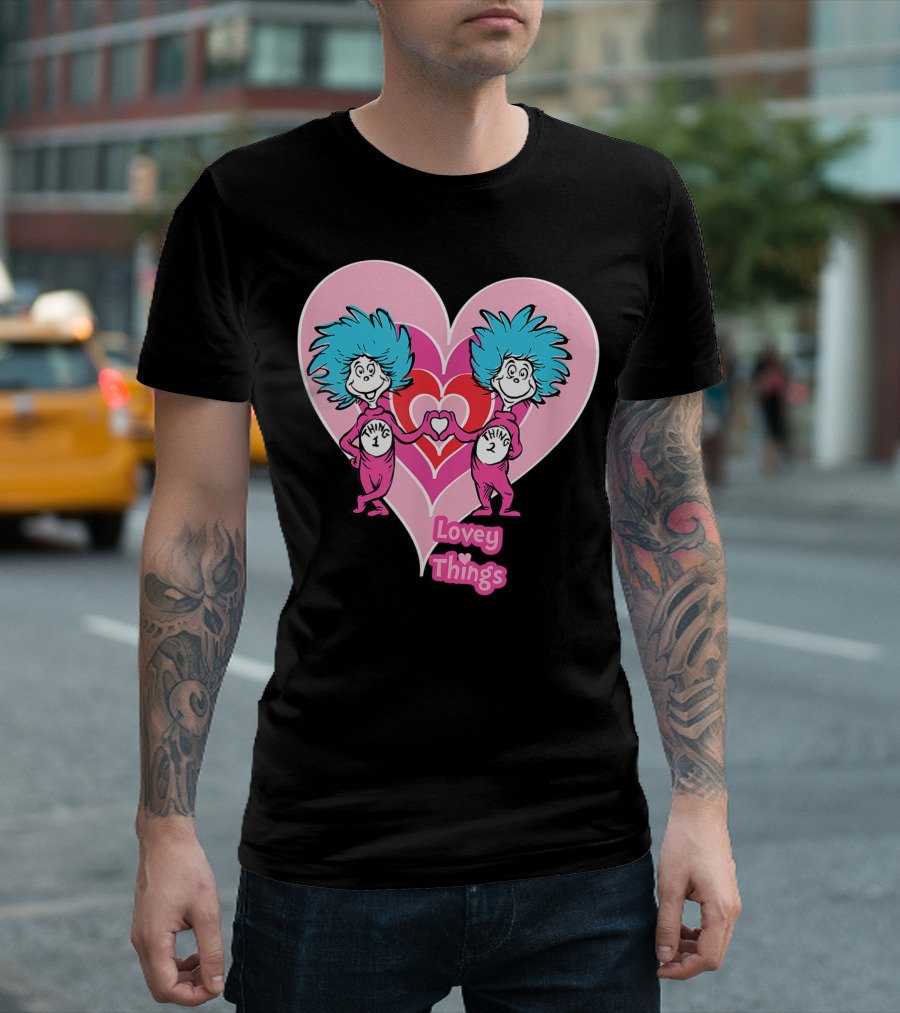 Dr Seuss Thing 1 And Thing 2 Lovey Things In Heart T-Shirt