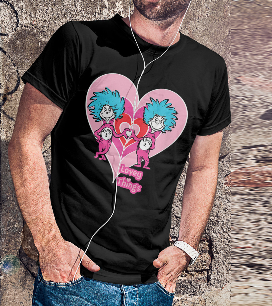 Dr Seuss Thing 1 And Thing 2 Lovey Things In Heart T-Shirt