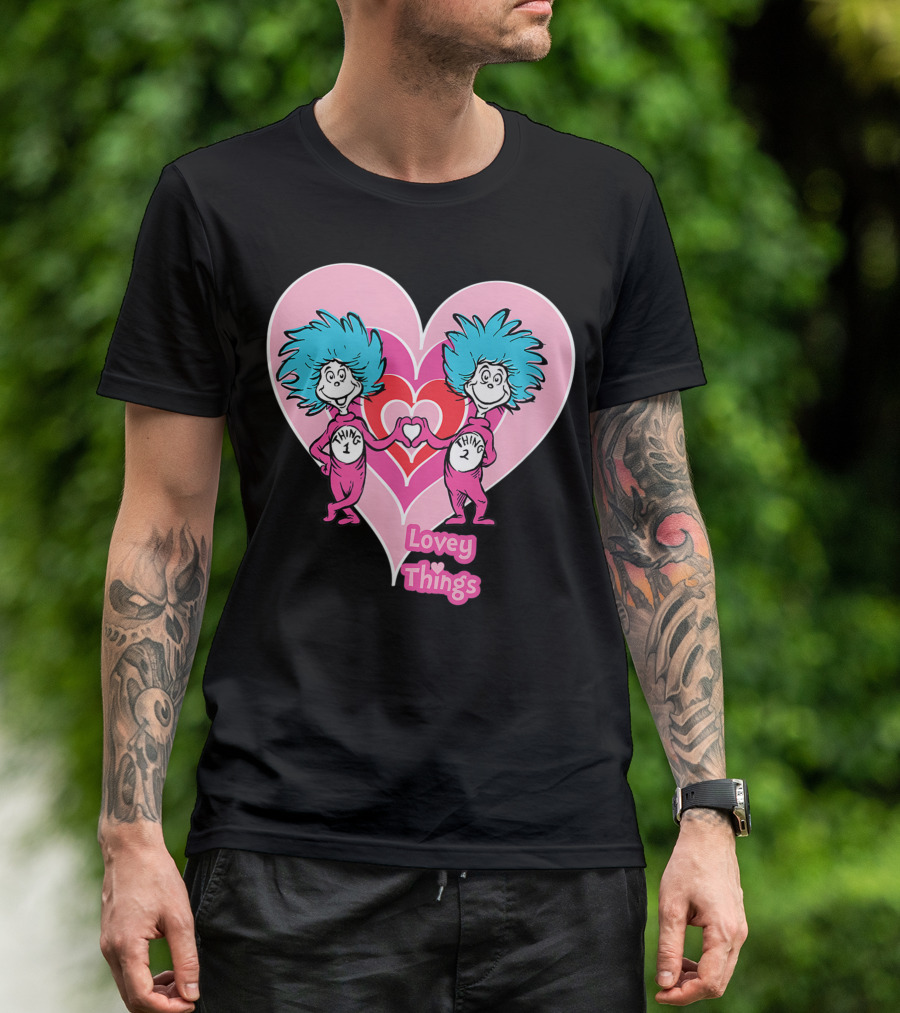 Dr Seuss Thing 1 And Thing 2 Lovey Things In Heart T-Shirt