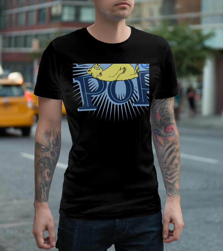Dr Seuss Yellow Character on Blue Pop Burst T-Shirt