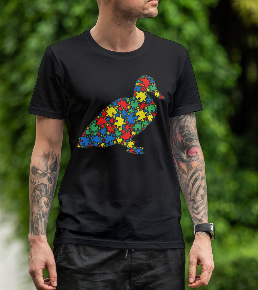 Duck Autism Puzzle Men Kids Autism Awareness Iconic Puzzle Piece T-Shirt