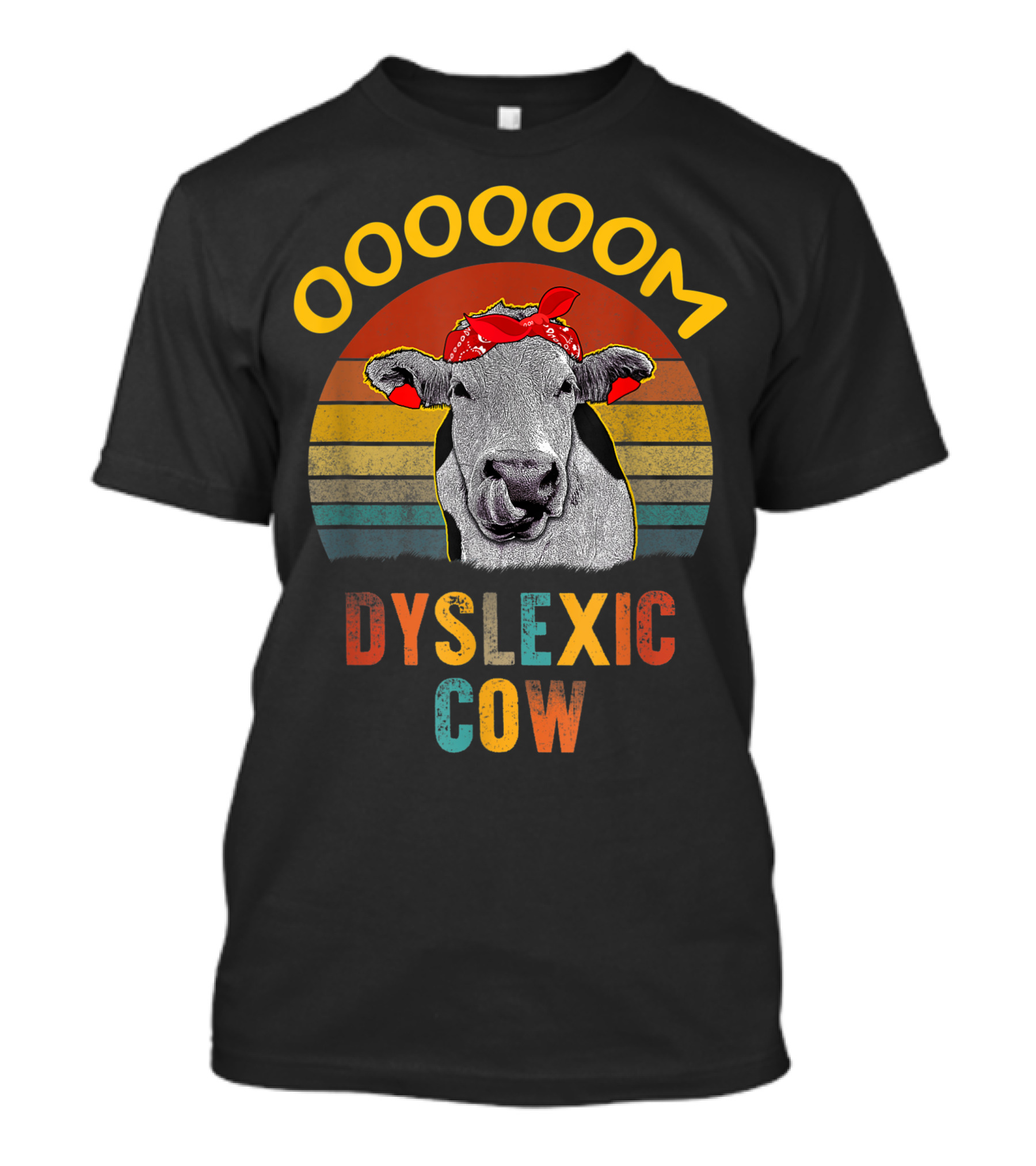 OOOOOM Dyslexic Cow Dyslexia Awareness Farm Reading Learning T-Shirt
