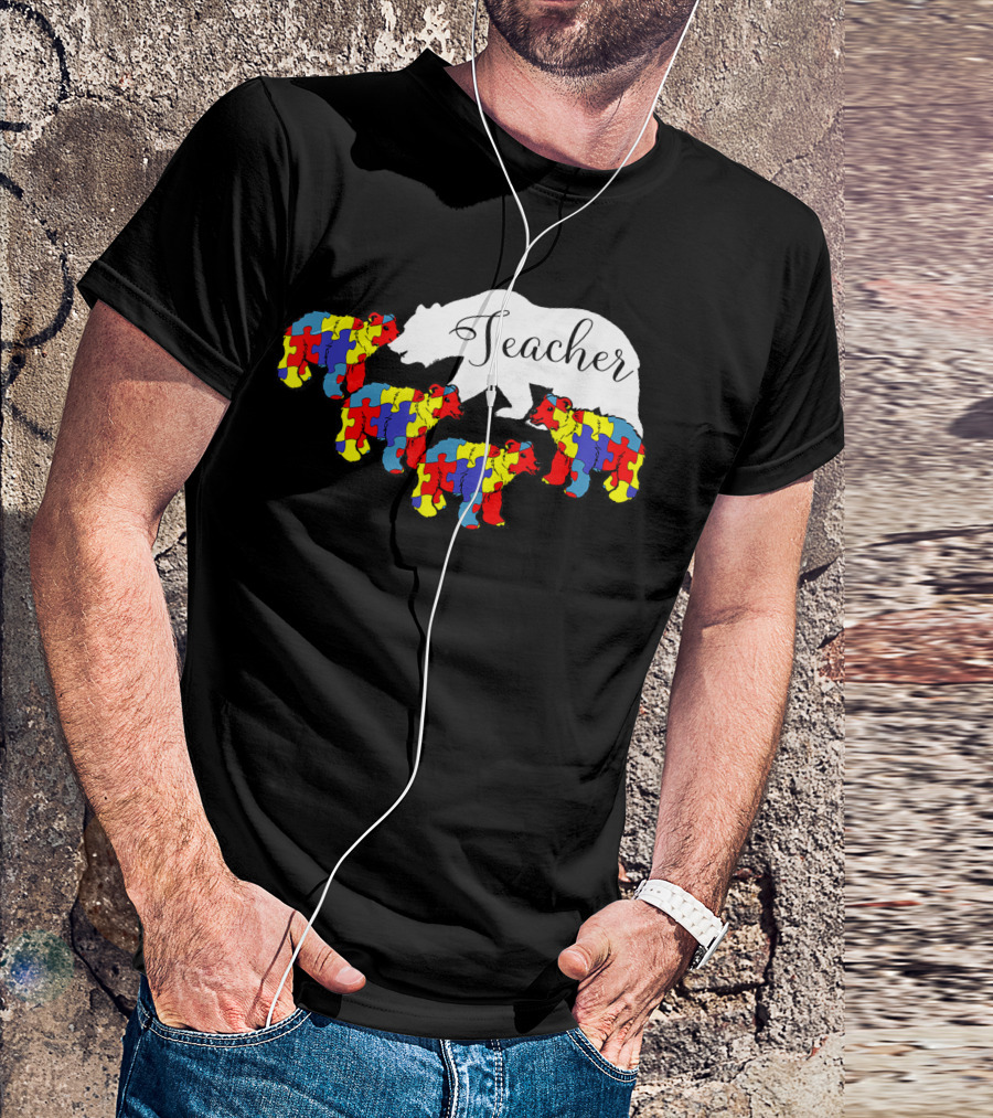 Teacher Bear Autism Awareness Month SPED Teacher T-Shirt