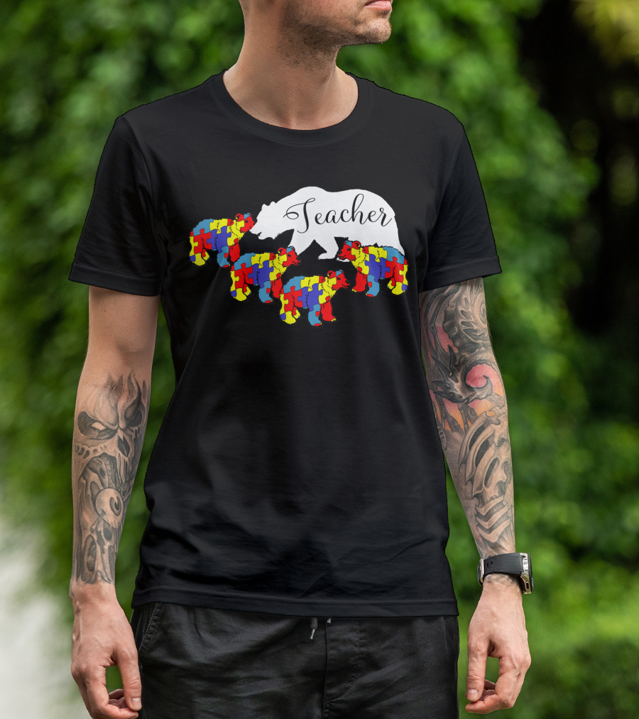 Teacher Bear Autism Awareness Month SPED Teacher T-Shirt