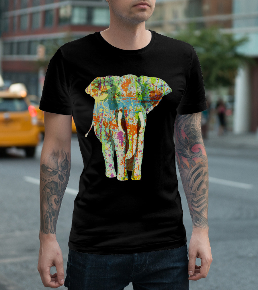 Elephant Lover Cute Paint Splatter Elephant T-Shirt