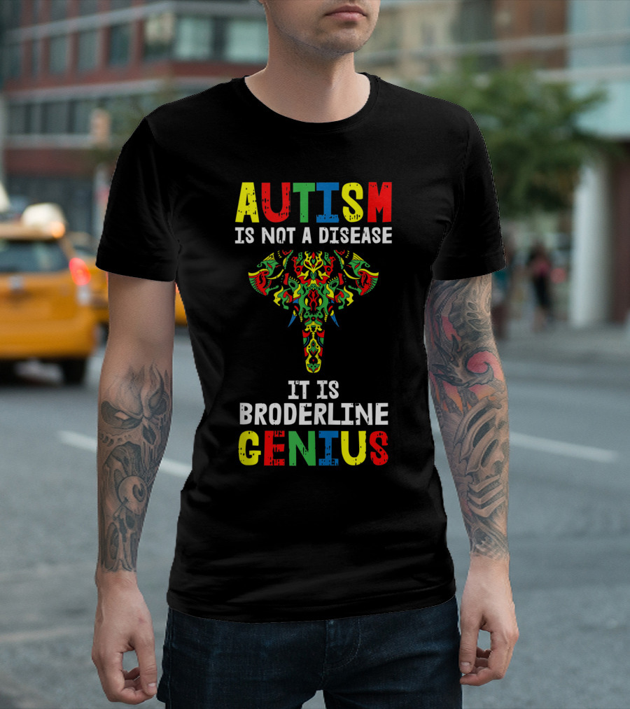 Autism Is Not a Disease It Is Borderline Genius Elephant Puzzle T-Shirt