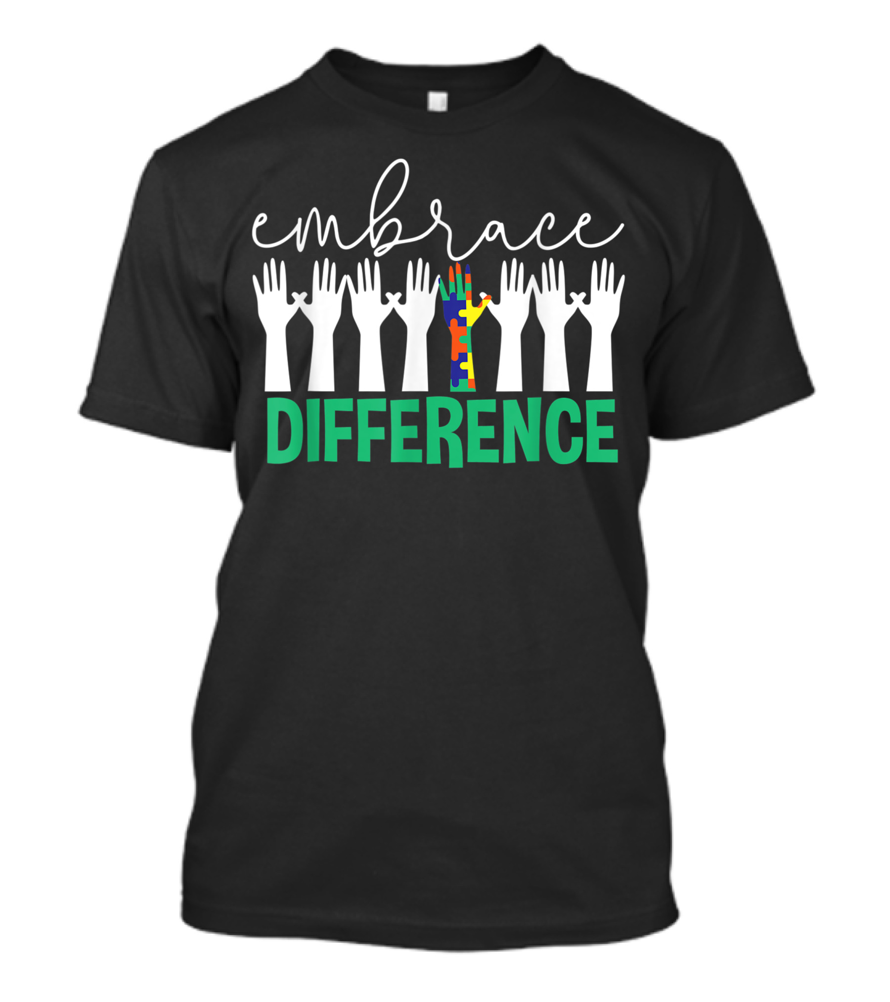 Embrace Difference Month Ribbon Puzzle Difference Hands T-Shirt