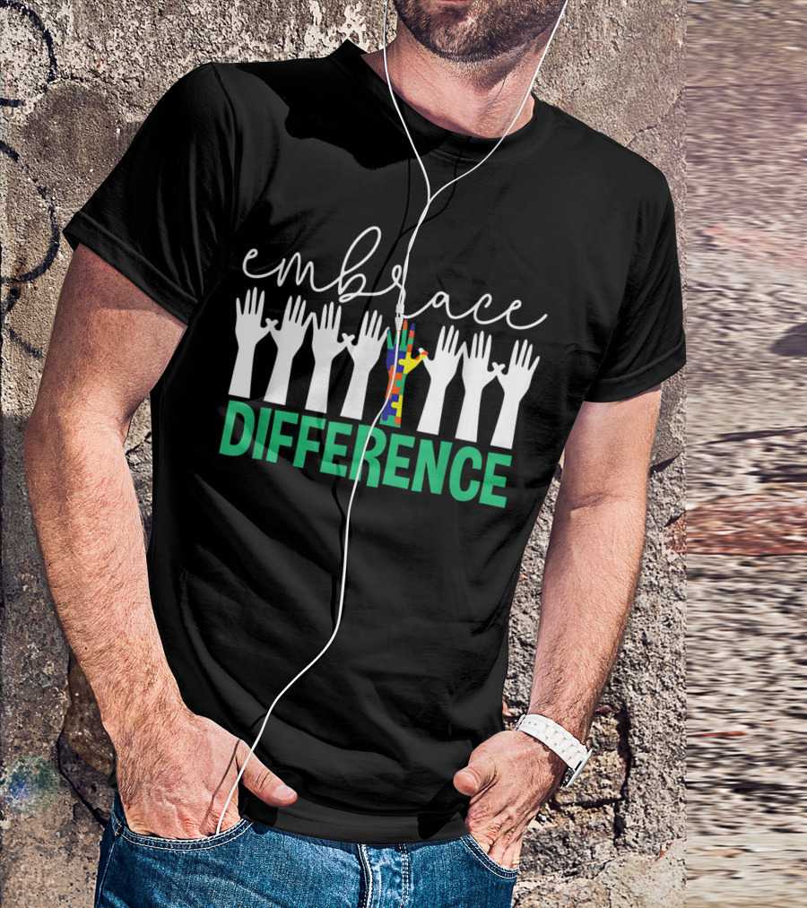 Embrace Difference Month Ribbon Puzzle Difference Hands T-Shirt