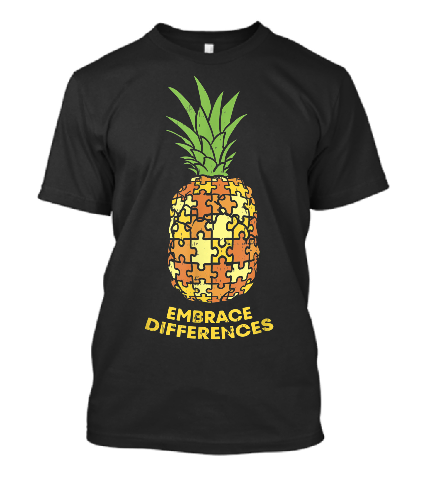 Embrace Differences Pineapple Puzzle Autism Awareness T-Shirt