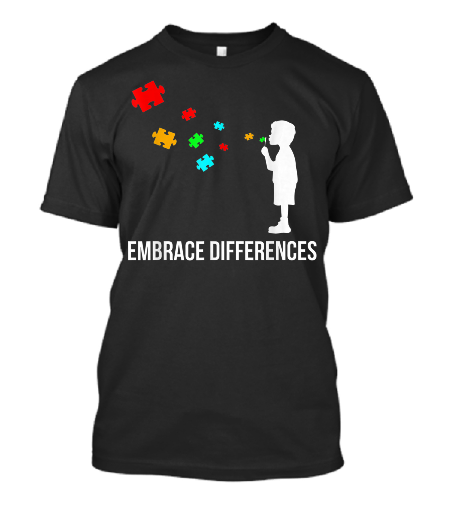 Embrace Differences Autism Awareness Day Puzzle Pieces T-Shirt