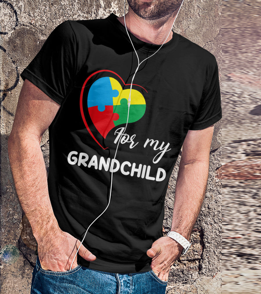For My Grandchild Heart Puzzle Autism Awareness T-Shirt