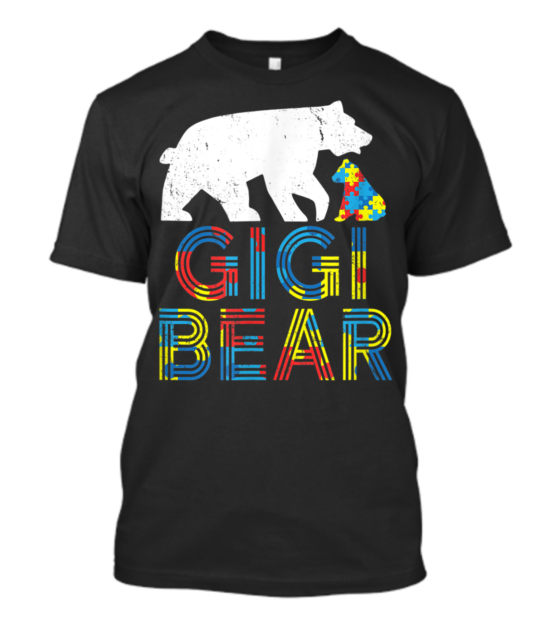 Gigi Bear Autism Awareness Puzzle Piece Pride T-Shirt